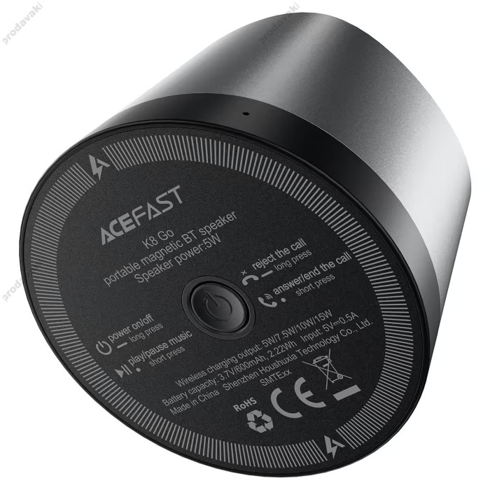 Портативна колонка Bluetooth ACEFAST K8 Go portable wireless speaker BT6.0 TWS Портативна колонка Bluetooth ACEFAST K8 Go portable wireless speaker BT6.0 TWS 5W Black Black